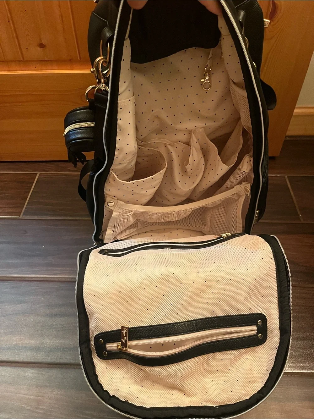 Itzy Ritzy Black Faux-Leather Diaper Bag Backpack